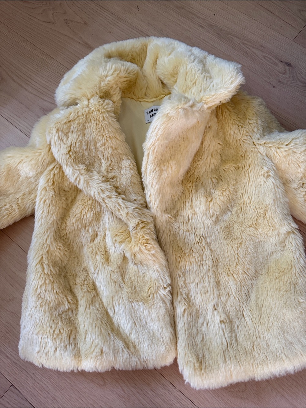 Aritzia Faux Fur Jacket in Light Beige/Cream